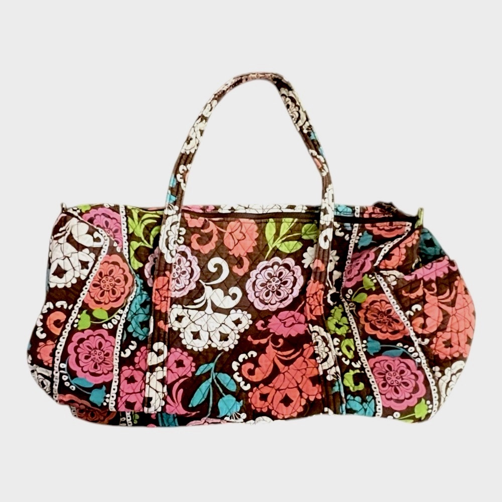 Vera Bradley Pink and Brown Quilted Tote Duffel Bag